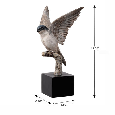 53008-C - Small Swallow On Branch Lifelike Bird Resin Home Tabletop Decor Hi-Line Gift Ltd.