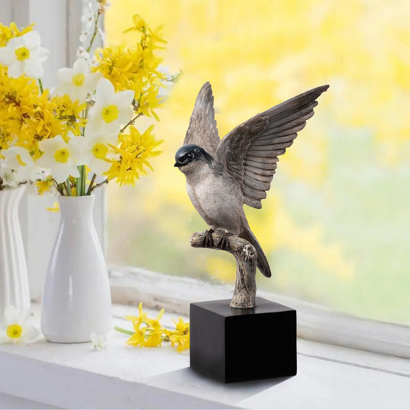 53008-C - Small Swallow On Branch Lifelike Bird Resin Home Tabletop Decor Hi-Line Gift Ltd.