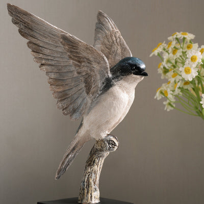 53008-C - Small Swallow On Branch Lifelike Bird Resin Home Tabletop Decor Hi-Line Gift Ltd.