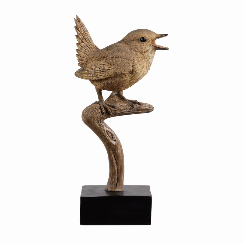 53008-D - Sing Bird On Branch Lifelike Resin Bird Home Tabletop Decor Hi-Line Gift Ltd.