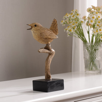 53008-D - Sing Bird On Branch Lifelike Resin Bird Home Tabletop Decor Hi-Line Gift Ltd.