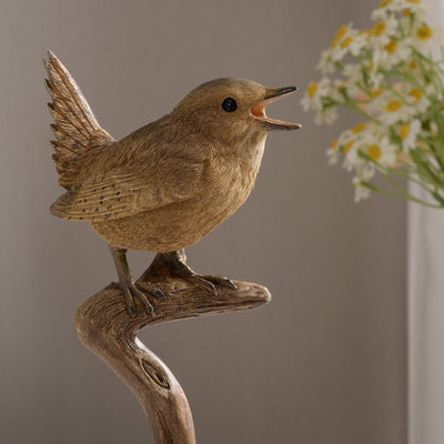 53008-D - Sing Bird On Branch Lifelike Resin Bird Home Tabletop Decor Hi-Line Gift Ltd.