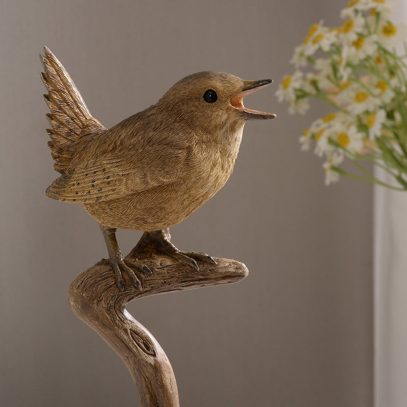 53008-D - Sing Bird On Branch Lifelike Resin Bird Home Tabletop Decor Hi-Line Gift Ltd.