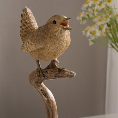 53008-D - Sing Bird On Branch Lifelike Resin Bird Home Tabletop Decor Hi-Line Gift Ltd.