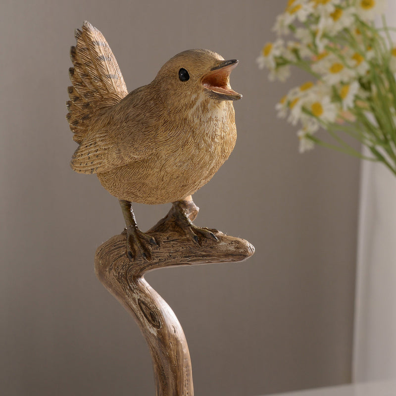53008-D - Sing Bird On Branch Lifelike Resin Bird Home Tabletop Decor Hi-Line Gift Ltd.