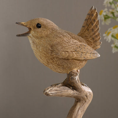 53008-D - Sing Bird On Branch Lifelike Resin Bird Home Tabletop Decor Hi-Line Gift Ltd.