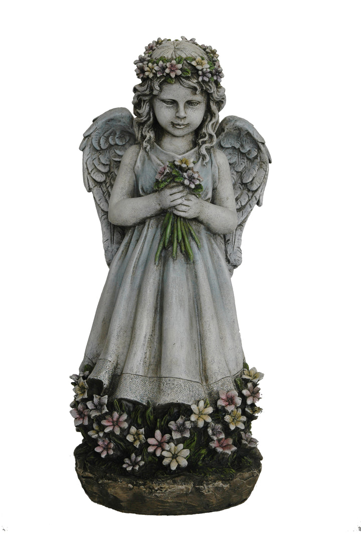 Angel Holding Flowers Statue HI-LINE GIFT LTD.