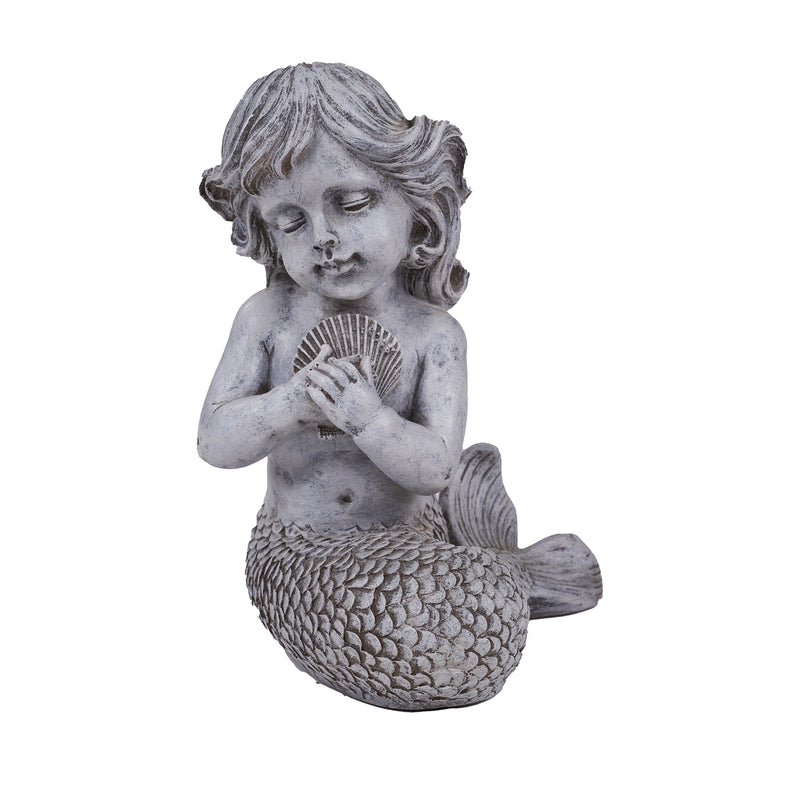 Kneeling Mermaid Holding a Shell Statue HI-LINE GIFT LTD.