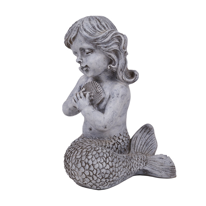 Kneeling Mermaid Holding a Shell Statue HI-LINE GIFT LTD.