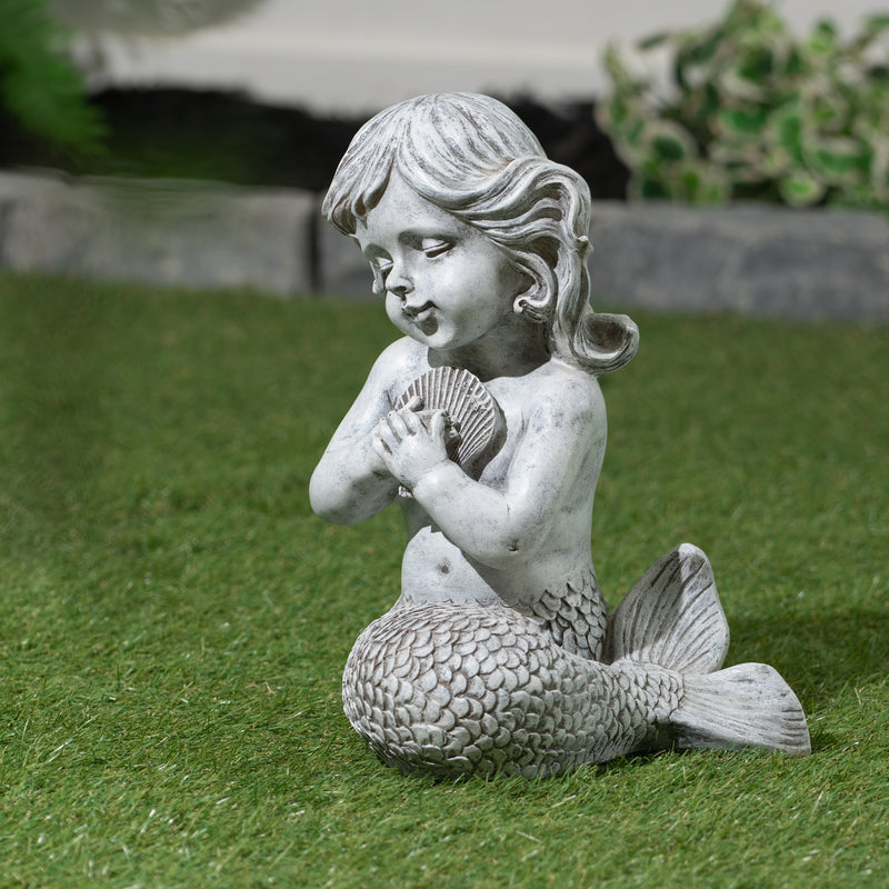 Kneeling Mermaid Holding a Shell Statue HI-LINE GIFT LTD.