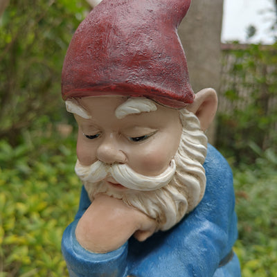 75616-07 - Blue Muse: Pensive Polyresin Thinking Gnome Figurine Hi-Line Gift Ltd.