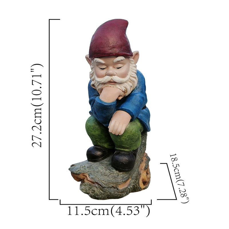 75616-07 - Blue Muse: Pensive Polyresin Thinking Gnome Figurine Hi-Line Gift Ltd.