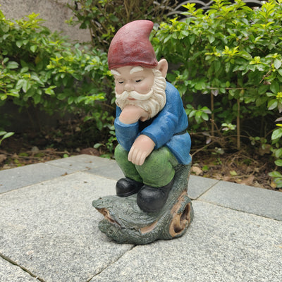 75616-07 - Blue Muse: Pensive Polyresin Thinking Gnome Figurine Hi-Line Gift Ltd.