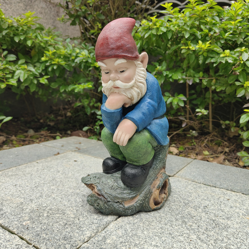 75616-07 - Blue Muse: Pensive Polyresin Thinking Gnome Figurine Hi-Line Gift Ltd.
