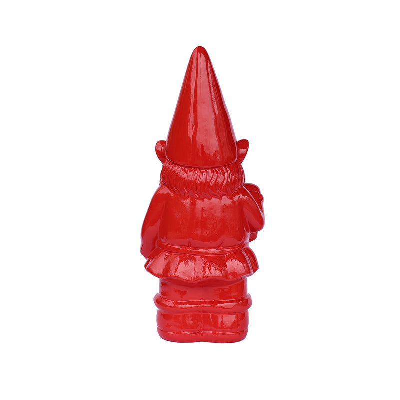 75616-09-RD - Garden Gnome Statue Holding Lantern-Red