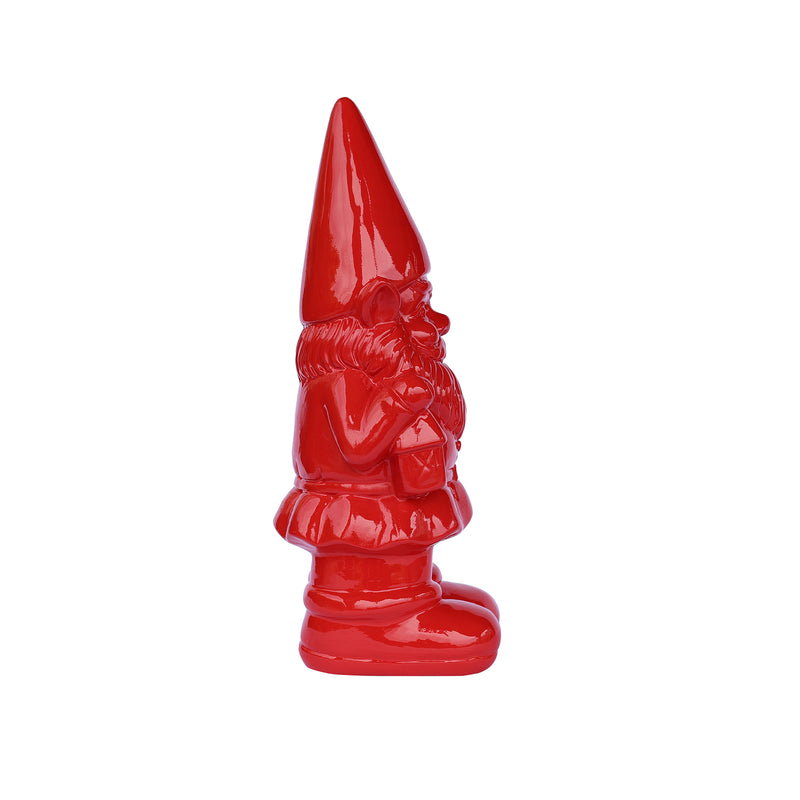 75616-09-RD - Garden Gnome Statue Holding Lantern-Red