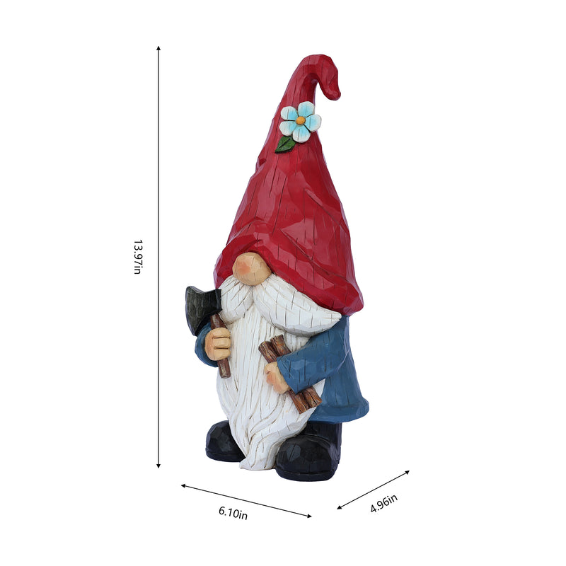 75616-10 - 14in Garden Gnome Chopping Wood