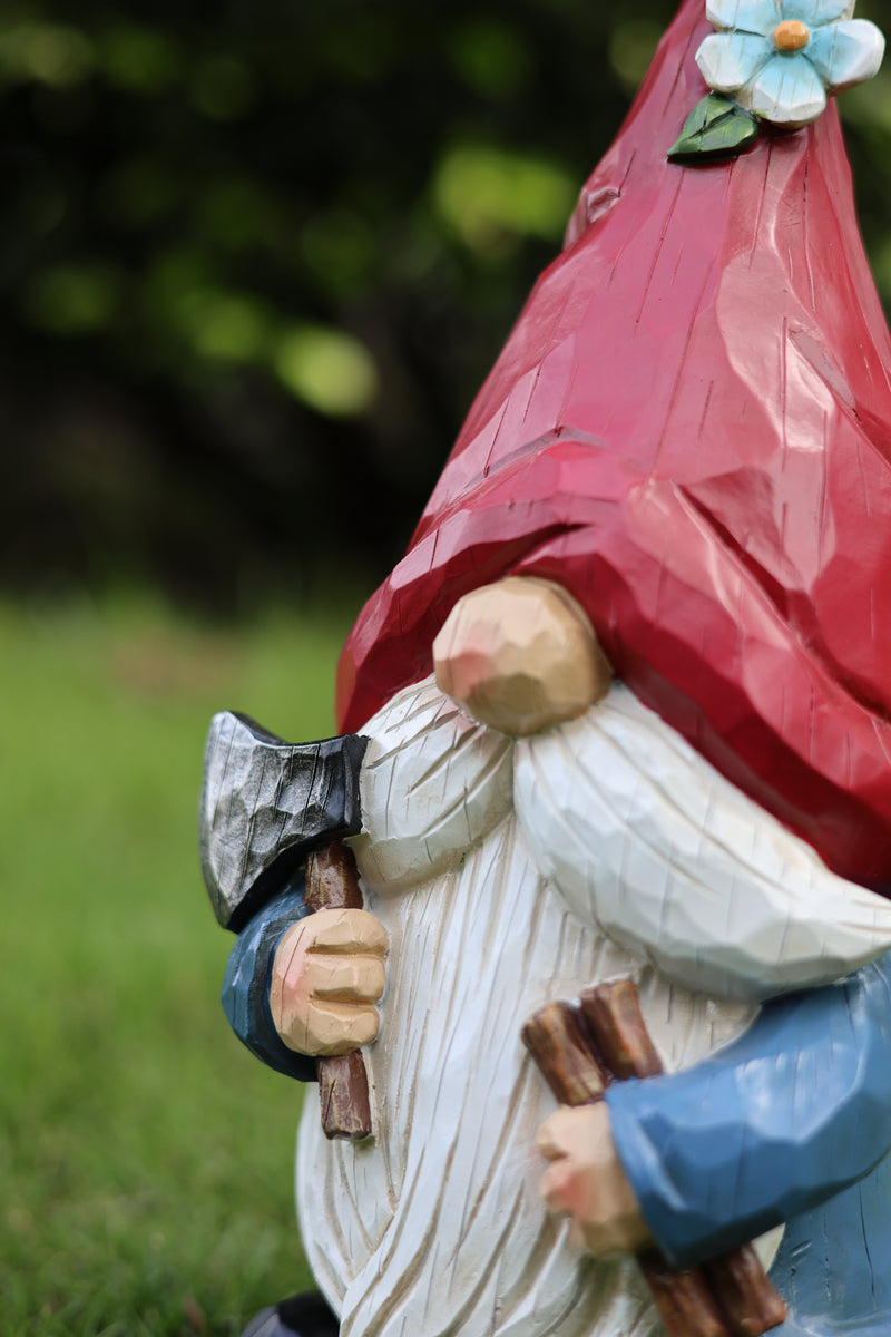 75616-10 - 14in Garden Gnome Chopping Wood