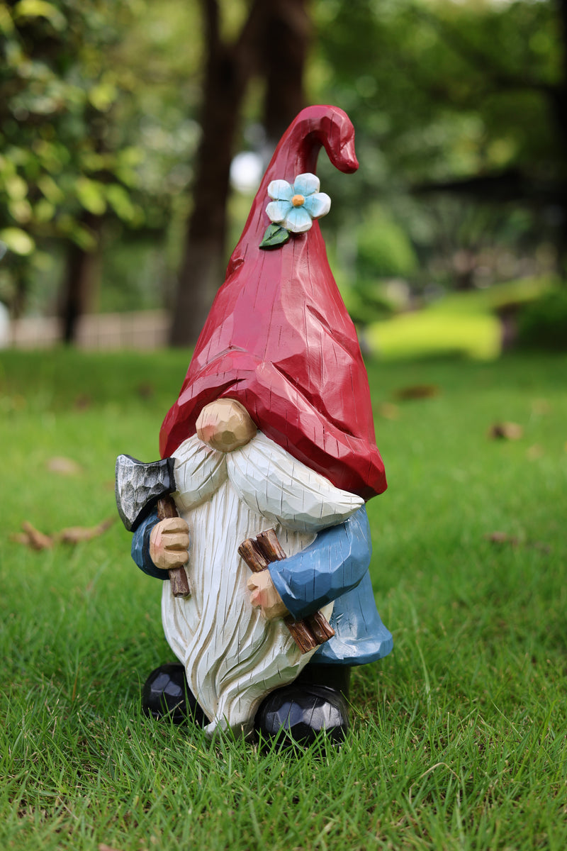 75616-10 - 14in Garden Gnome Chopping Wood