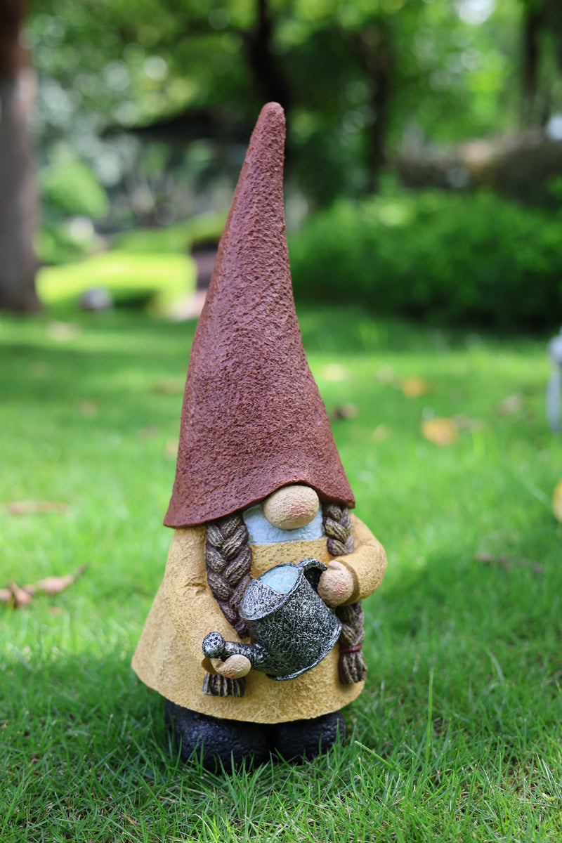 75616-14 - 16in Female Garden Gnome Watering Plant Hi-Line Gift Ltd.