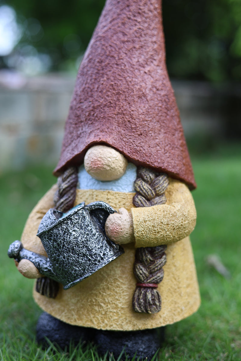 75616-14 - 16in Female Garden Gnome Watering Plant Hi-Line Gift Ltd.