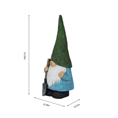 75616-15 - 16in Garden Gnome Statue Holding Shovel Hi-Line Gift Ltd.