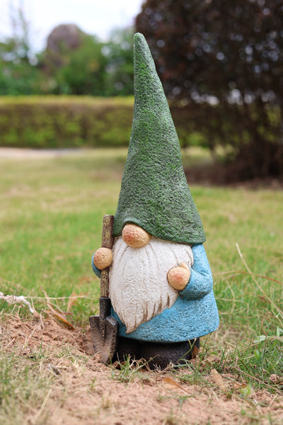 75616-15 - 16in Garden Gnome Statue Holding Shovel Hi-Line Gift Ltd.