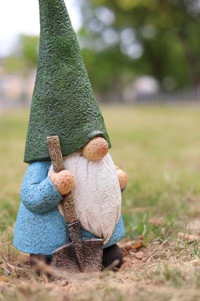 75616-15 - 16in Garden Gnome Statue Holding Shovel Hi-Line Gift Ltd.