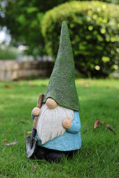 75616-15 - 16in Garden Gnome Statue Holding Shovel Hi-Line Gift Ltd.