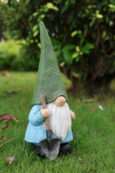 75616-15 - 16in Garden Gnome Statue Holding Shovel Hi-Line Gift Ltd.