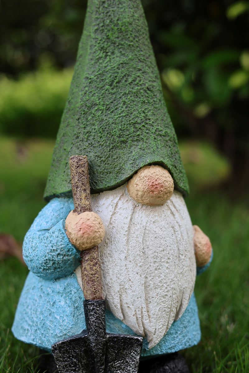 75616-15 - 16in Garden Gnome Statue Holding Shovel Hi-Line Gift Ltd.