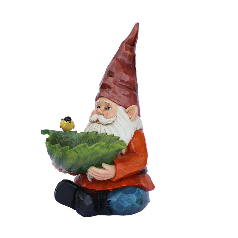 75616-16 - Funny Garden Gnome Holding Bird Bath Hi-Line Gift Ltd.