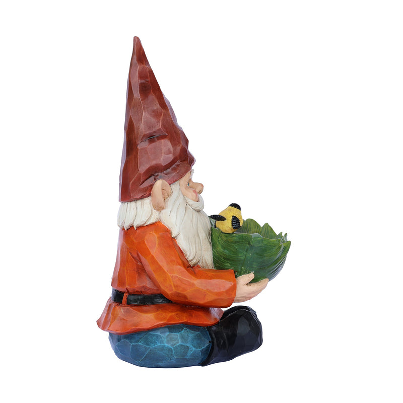 75616-16 - Funny Garden Gnome Holding Bird Bath Hi-Line Gift Ltd.