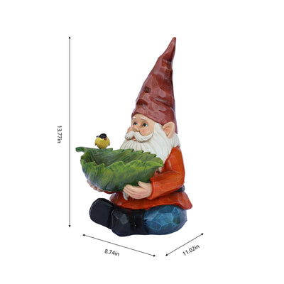 75616-16 - Funny Garden Gnome Holding Bird Bath Hi-Line Gift Ltd.