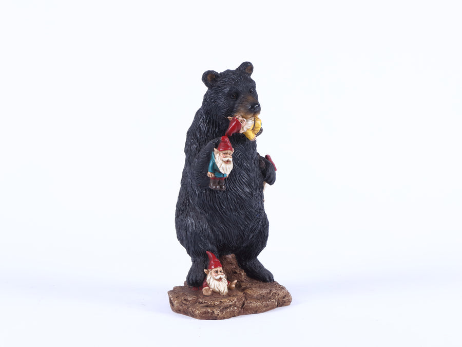 Gnomes In Trouble With Black Bear Statue HI-LINE GIFT LTD.