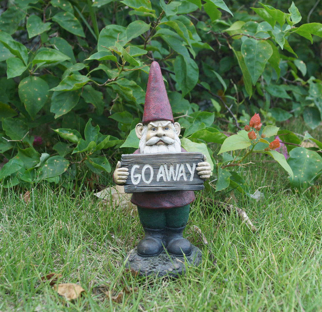 Gnome Holds Go Away Sign HI-LINE GIFT LTD.