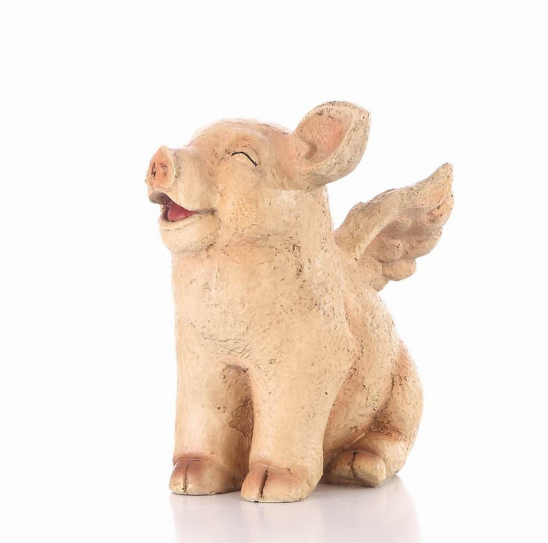 Pig With Wings Sitting Laughing Statue HI-LINE GIFT LTD.