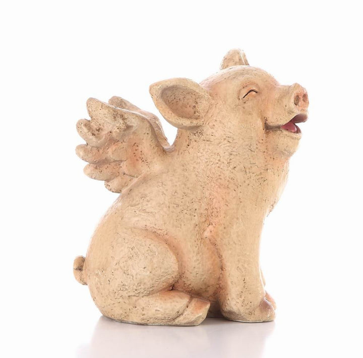 Pig With Wings Sitting Laughing Statue HI-LINE GIFT LTD.