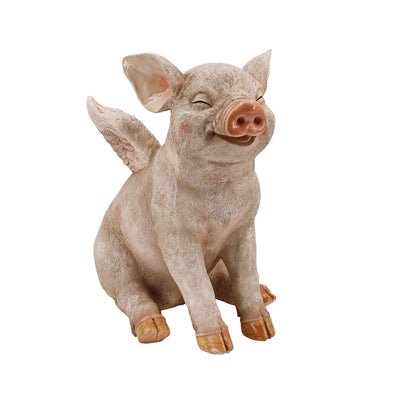 75617-C - 16.65" H Smiling Pig W/Wings Sitting Hi-Line Gift Ltd.