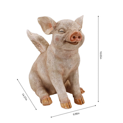 75617-C - 16.65" H Smiling Pig W/Wings Sitting Hi-Line Gift Ltd.