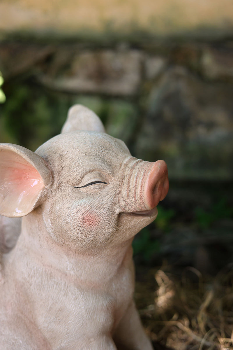75617-C - 16.65" H Smiling Pig W/Wings Sitting Hi-Line Gift Ltd.