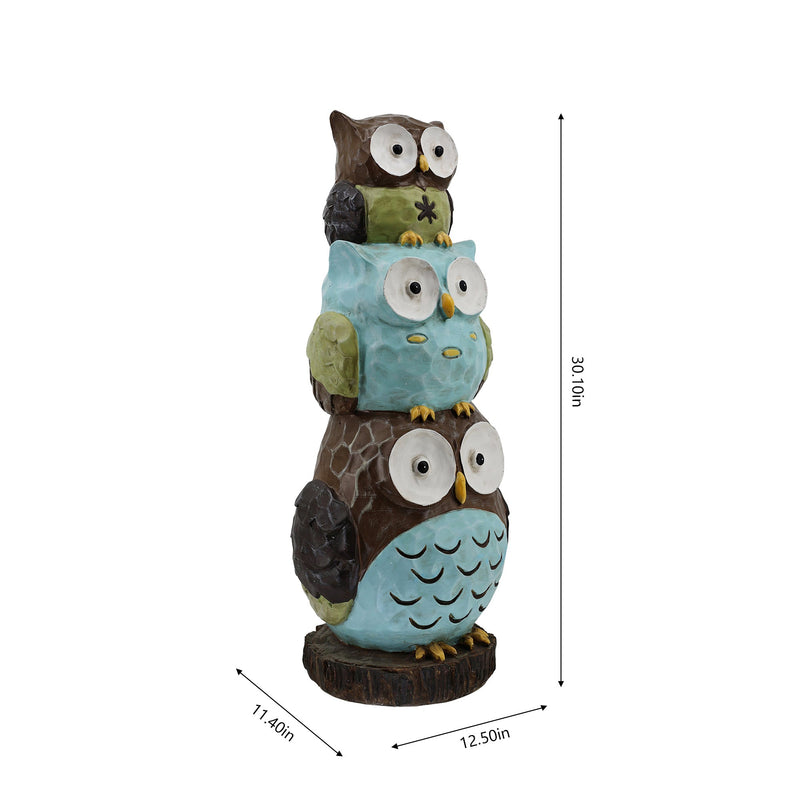 75618-A-L - 30"H Stacking Owls Garden Statue Hi-Line Gift Ltd.