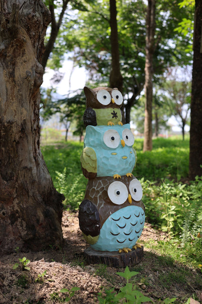 75618-A-L - 30"H Stacking Owls Garden Statue Hi-Line Gift Ltd.
