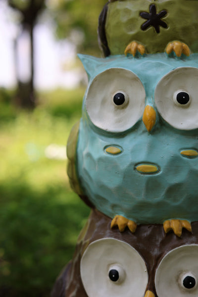 75618-A-L - 30"H Stacking Owls Garden Statue Hi-Line Gift Ltd.