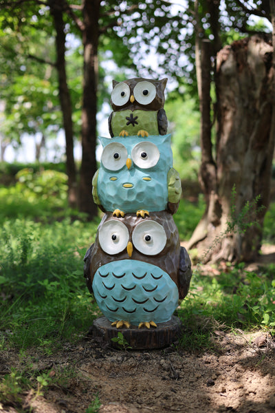 75618-A-L - 30"H Stacking Owls Garden Statue Hi-Line Gift Ltd.