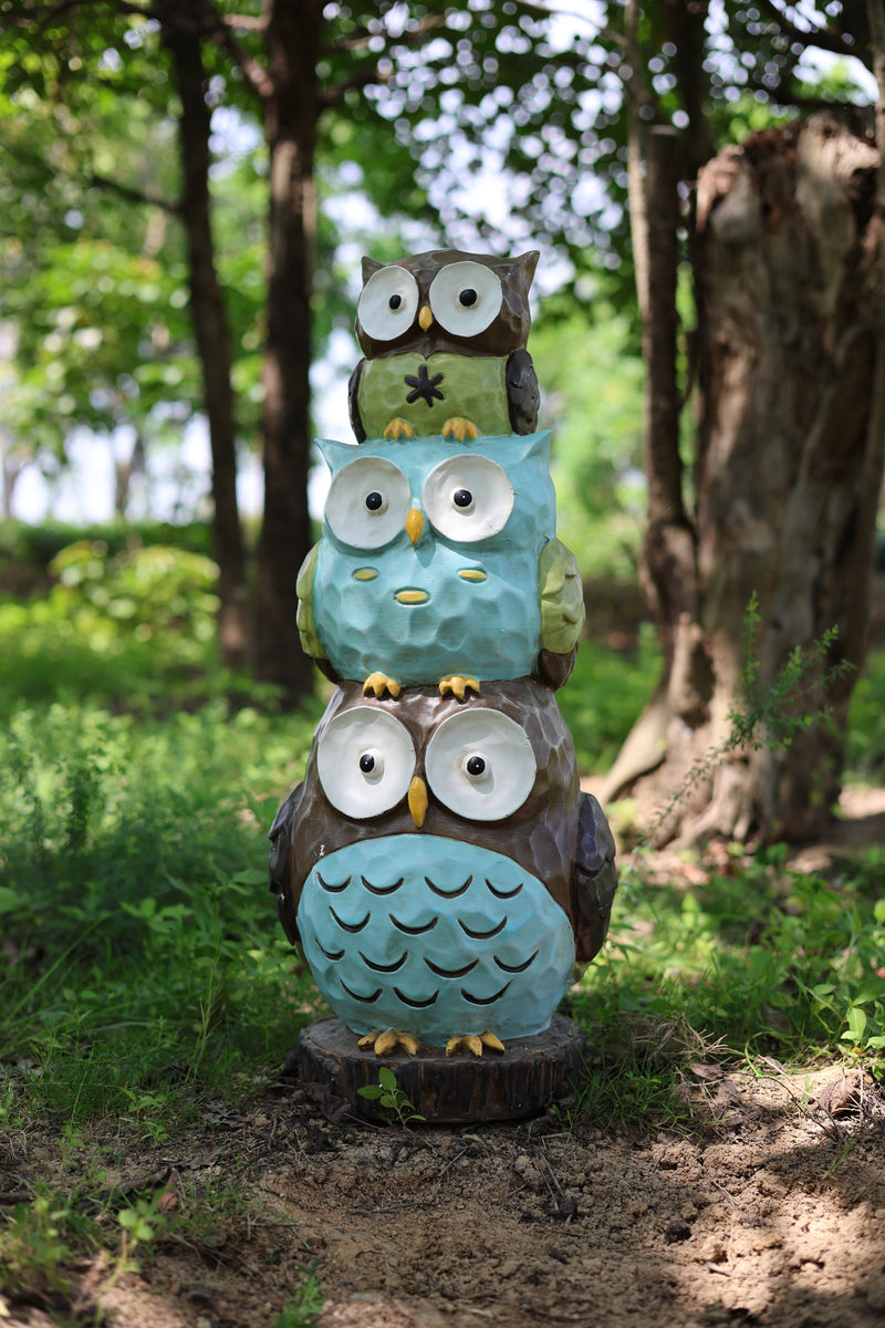 75618-A-L - 30"H Stacking Owls Garden Statue Hi-Line Gift Ltd.