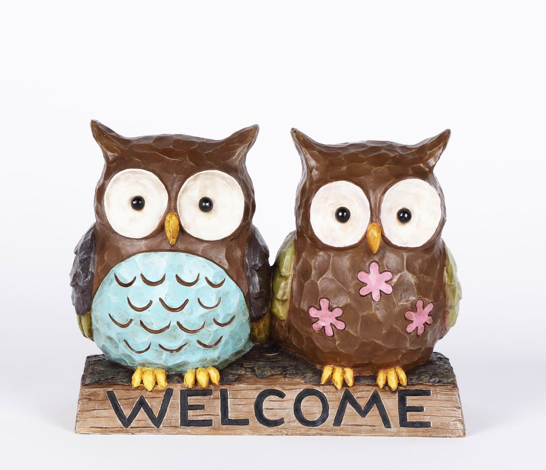 Hi-Line Exclusive - Owl Couple With  Welcome Sign HI-LINE GIFT LTD.