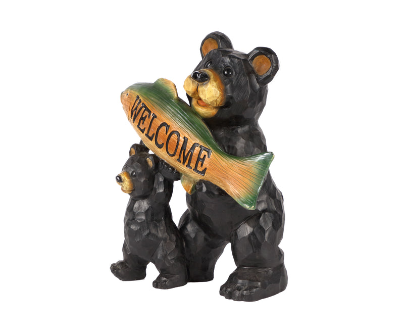 75619-D - Bears Hold Fish Welcome Sign Hi-Line Gift Ltd.