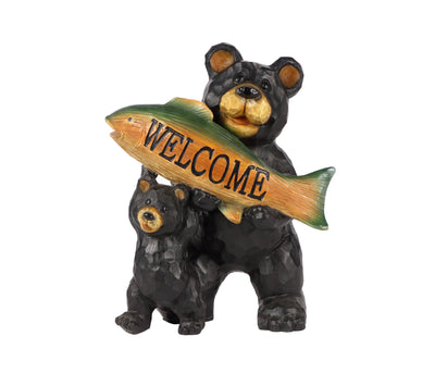 75619-D - Bears Hold Fish Welcome Sign Hi-Line Gift Ltd.