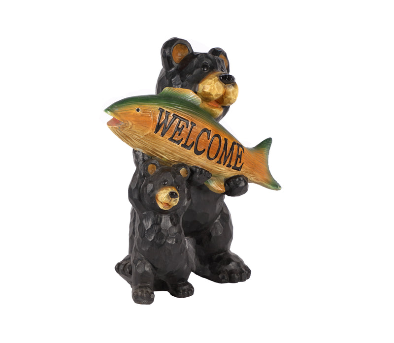 75619-D - Bears Hold Fish Welcome Sign Hi-Line Gift Ltd.